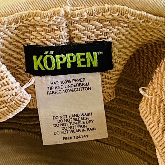 Koppen Paper Straw Wide Brim Sun Hat Elastic Band Unisex - Picture 5 of 6